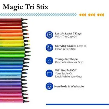 The Pencil Grip Magic Tri Stix, Non-Toxic and Washable Markers For Kids, 24 Assorted Stix Markers, TPG-397, 2 Pack