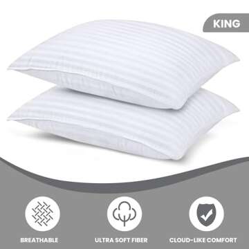 Utopia Bedding Bed Pillows for Sleeping King Size (White), Set of 2, Cooling Hotel Quality, for Back...