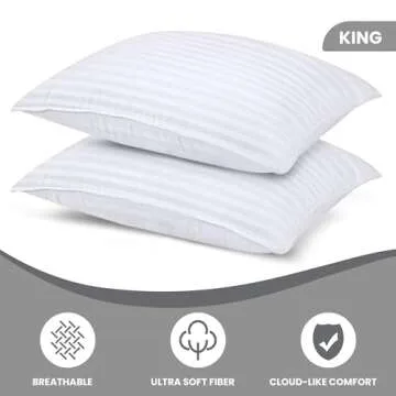 Utopia Bedding Bed Pillows for Sleeping King Size (White), Set of 2, Cooling Hotel Quality, for Back...
