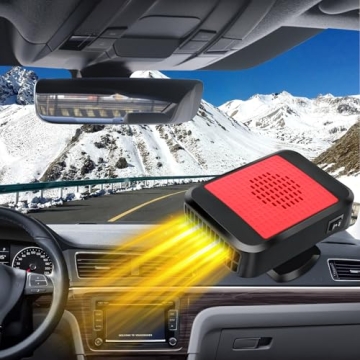 Portable Car Heater,Automobile Windscreen Fan 12V 200W 2 in 1 Fast Heating & Cooling Electric Heater Fan Portable Fast Demisting Defroster with Cigarette Lighter Plug (Red Black)