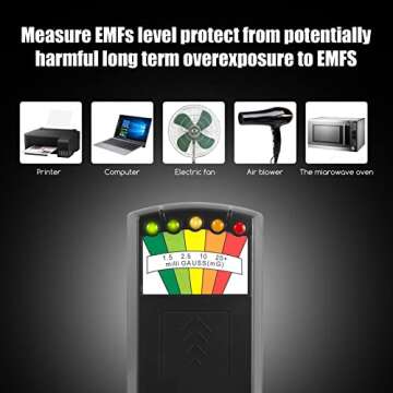Jinyi EMF Meter 5 LED Magnetic Field Detector Ghost Hunting Paranormal Equipment Tester Counter (3 pcs)