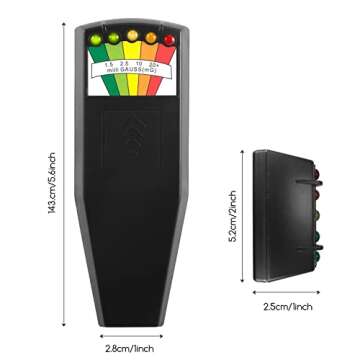 Jinyi EMF Meter 5 LED Magnetic Field Detector Ghost Hunting Paranormal Equipment Tester Counter (3 pcs)