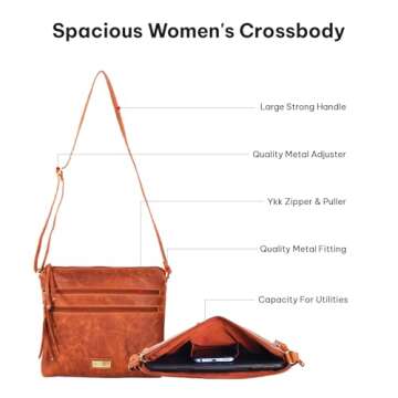 VALENCHI Crossbody Bag for Women - Genuine Leather Crossbody Purses - Fashionable Women's Crossbody Purse - Medium Size