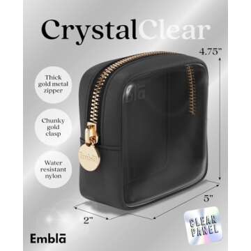 Embla Clear Cosmetic Bag Makeup Case, Clear Zipper Make Up Pouch and Toiletry Travel Tote, Cute Skin...
