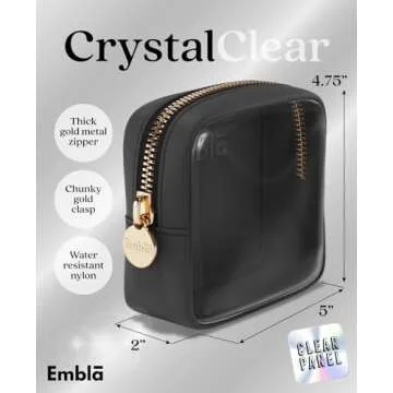 Embla Clear Cosmetic Bag Makeup Case, Clear Zipper Make Up Pouch and Toiletry Travel Tote, Cute Skin...
