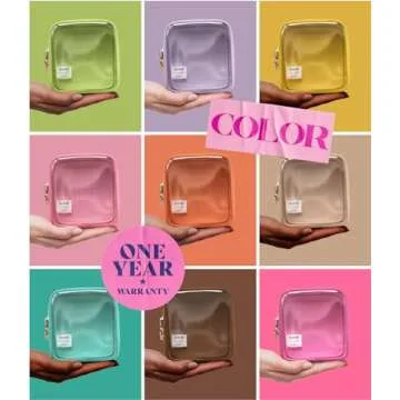 Embla Clear Cosmetic Bag Makeup Case, Clear Zipper Make Up Pouch and Toiletry Travel Tote, Cute Skincare Pouches for Women Girls, Preppy Purse Cosmetic Organizer, Mini Makeup Bags, Black