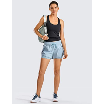 CRZ YOGA Racerback Workout Tank Tops for Women Long Athletic Yoga Tops Sleeveless Shirts Slim Fit Black Large