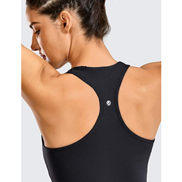 CRZ YOGA Racerback Workout Tank Tops for Women Long Athletic Yoga Tops Sleeveless Shirts Slim Fit Black Large