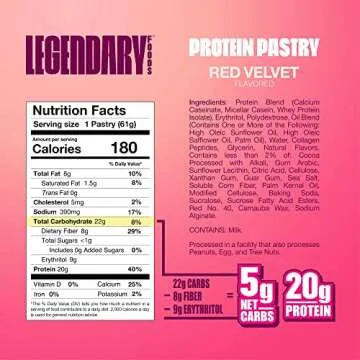Legendary Foods 20 gr Protein Bar Alternative Tasty Pastry | Low Carb gluten free | Keto Friendly | No Sugar Added | High Protein Snacks | On-The-Go Breakfast | Keto Food - Red Velvet (8-Pack)