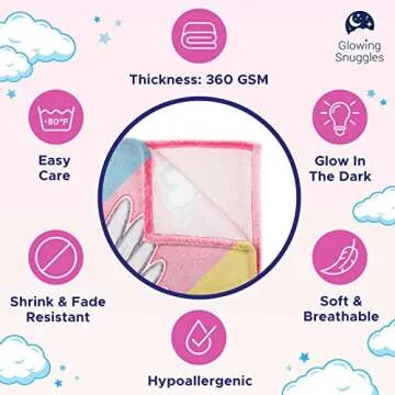 GLOWING SNUGGLES Premium Glow in The Dark Unicorn Blanket