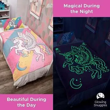 GLOWING SNUGGLES Premium Glow in The Dark Unicorn Blanket