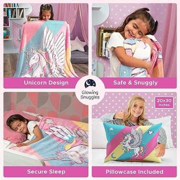 GLOWING SNUGGLES Premium Glow in The Dark Unicorn Blanket - Soft Pink Unicorn Blanket - Cool Unicorn Gift for Teen Girls - Girls Blanket - Unicorn Toys