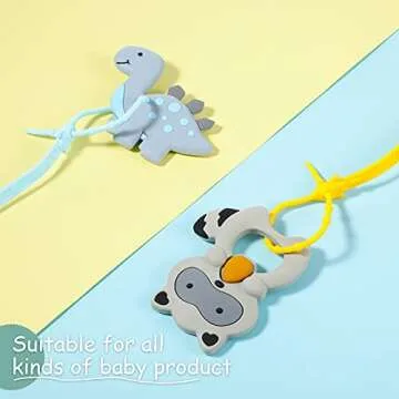 Nuanchu 10 Pcs Toy Straps for Baby, Silicone Set Pacifier Clip, Applies to Car Seat Toy, Teether Toy, High Chair, Stroller Accessories, Baby Toy Clips, Cribs, Rocking Chair