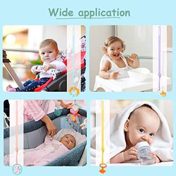 Nuanchu 10 Pcs Toy Straps for Baby, Silicone Set Pacifier Clip, Applies to Car Seat Toy, Teether Toy, High Chair, Stroller Accessories, Baby Toy Clips, Cribs, Rocking Chair