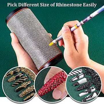 GA&EN Self Adhesive Pickup Pencil for Rhinestones and Diamond Painting, 10 PCS Long Rhinestone Picker Tool Kit for Nail Art, Nail Dotting Tools for Manicure, Jewel Applicator Gem Picker Pen Tool