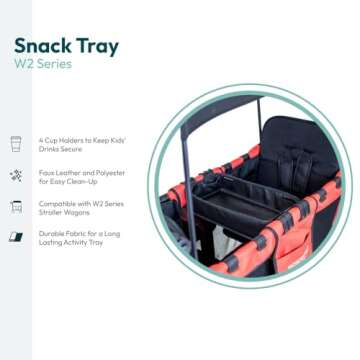 WONDERFOLD Double Sided Stroller Tray for Snacks & Activities