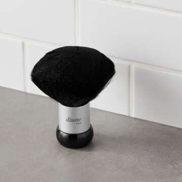 Diane Neck Duster Brush for Hair Cutting, Removes Loose Hair from Neckline and Ears, Soft Nylon Bristles, Stand Up Base, 5”, Medium