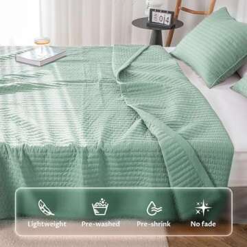 KASENTEX Quilt Mini Set-Stone Washed-Super Soft Bedspread - Lightweight Reversible Down Alternative Microfiber Fill - Machine Washable-Solid Colors, Full/Queen +2 Shams, Green