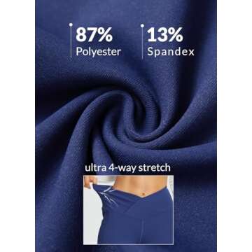 BALEAF Women's Flare Leggings with Pockets High Waisted Yoga Pants Casual Workout Wide Leg Pants Navy Blue 29" M