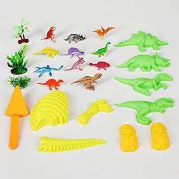 MewduMewdu Sensory Bin with Dinosaur Toy Figures, Dino Mold and Magic Sand for Toddler Boys and Girl...