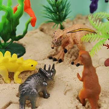 MewduMewdu Sensory Bin with Dinosaur Toy Figures, Dino Mold and Magic Sand for Toddler Boys and Girls, Dinosaur Sandbox Sensory Play Set with Storage Bin as Holiday and Birthday Gift for Kids