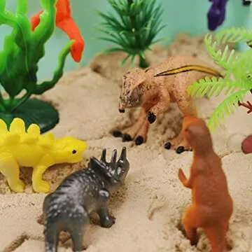 MewduMewdu Sensory Bin with Dinosaur Toy Figures, Dino Mold and Magic Sand for Toddler Boys and Girls, Dinosaur Sandbox Sensory Play Set with Storage Bin as Holiday and Birthday Gift for Kids