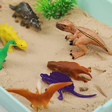 MewduMewdu Sensory Bin with Dinosaur Toy Figures, Dino Mold and Magic Sand for Toddler Boys and Girls, Dinosaur Sandbox Sensory Play Set with Storage Bin as Holiday and Birthday Gift for Kids