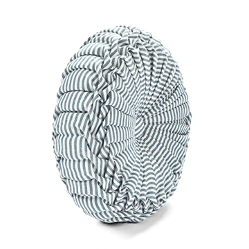 Lush Decor Blue Ticking Stripe Decorative Pillow 14" Round