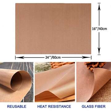 4 Pack PTFE Teflon Sheets for Heat Press - 16 x 20" Reusable Baking Parchment Cookie Paper, Heat Res...