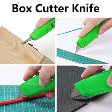 DIYSELF 2Pack Utility Knife Box Cutter Retractable Blade Heavy Duty (Green)