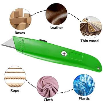 DIYSELF 2Pack Utility Knife Box Cutter Retractable Blade Heavy Duty (Green)