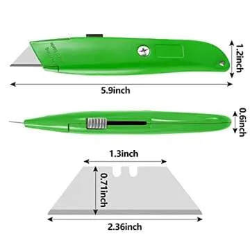 DIYSELF 2Pack Utility Knife Box Cutter Retractable Blade Heavy Duty (Green)