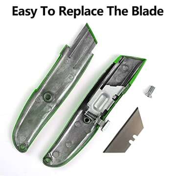 DIYSELF 2Pack Utility Knife Box Cutter Retractable Blade Heavy Duty (Green)