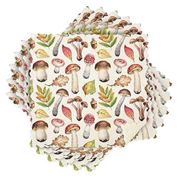 ALAZA Cartoon Mushroom Kitchen Towels Set - 6 Pack Soft