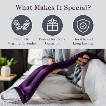 Victoria's Lavender Luxury Microwavable Aromatherapy Lavender Neck Wrap Provides Stress and Neck Pain Relief with Organic Lavender Buds and Flax Seed, Extra Long, Excellent Gift for Relaxation