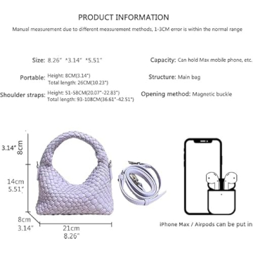 Small Hand Woven Handbags for Women Shoulder Crossbody Bag Girls Purses Cassual Top Handle Bags Hobo Curved Tote Phone Bag (Apricot)