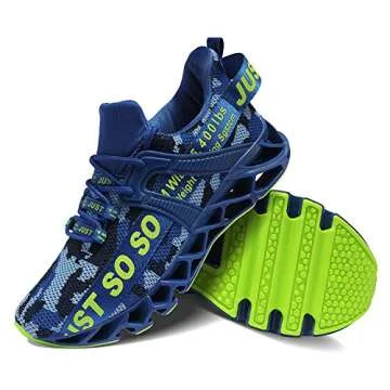 JSLEAP Running Shoes for Men Fashion Sneaker Walking Athletic Sports Outdoor Shoes Camouflage Blue,US 10