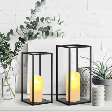 Elegant Eufrozy Black Metal Lanterns Set for Home Decor