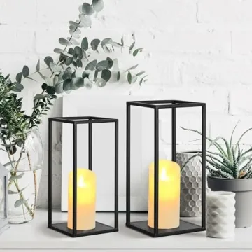 Elegant Eufrozy Black Metal Lanterns Set for Home Decor