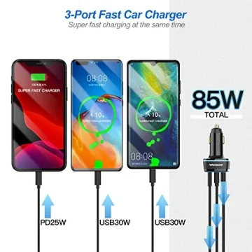 WORDIMA 85W Fast Car Charger for iPhone 15/14/13 Pro Max