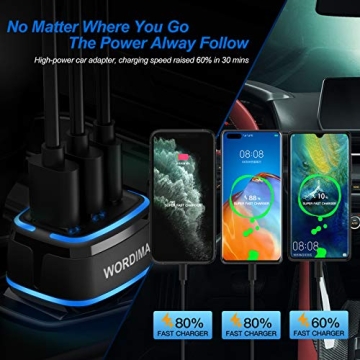 WORDIMA 85W Fast Car Charger for iPhone 15/14/13 Pro Max
