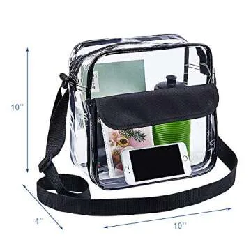 Magicbags Clear Cross-Body Messenger Shoulder Bag, NFL and PGA Stadium Approved Clear Purse with Adjustable Strap Medium