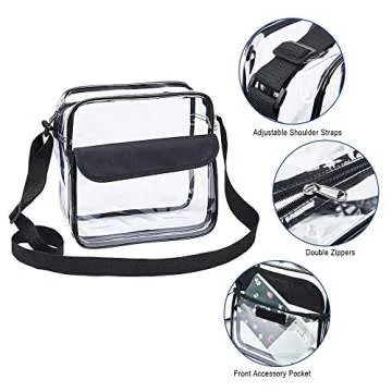Magicbags Clear Cross-Body Messenger Shoulder Bag, NFL and PGA Stadium Approved Clear Purse with Adjustable Strap Medium