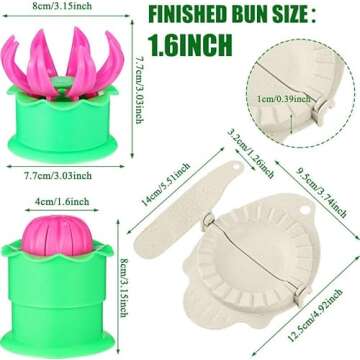 5 Pieces Bun Maker Bun Dumpling Maker Steam Filled Plastic Mold and Filling Spoon Cooking Tool Set f...