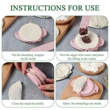 5 Pieces Bun Maker Bun Dumpling Maker Steam Filled Plastic Mold and Filling Spoon Cooking Tool Set for Kids Learning to Make Delicious Bun and Dumplings(Green, Pink)