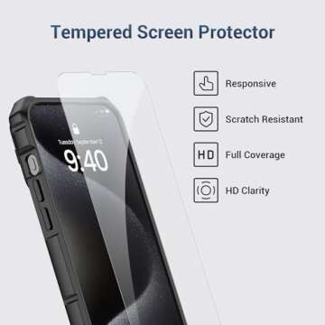 NULETO for iPhone 15 Pro Max Case with Rotatable Kickstand, Slid Camera Cover and Screen Protector, Magnetic Protective Phone Case for iPhone 15 ProMax 6.7 with Ring Holder Stand and Magnet, Black