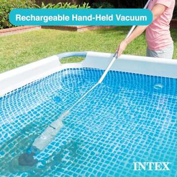Intex Handheld Pool Vacuum Cleaner Rechargeable 94 Inch Telescoping Shaft and 2 Interchangeable Brus...