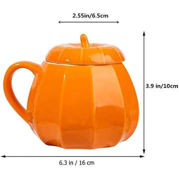 HUISHENG Pumpkin Mug with Lid - Coffee Cup | Autumn Mug Great for Halloween & Thanksgiving - Gift Id...