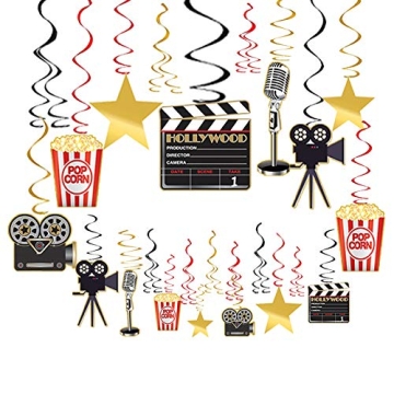 30-Piece Movie Night Decorations Hanging Swirls - Hollywood Party Supplies