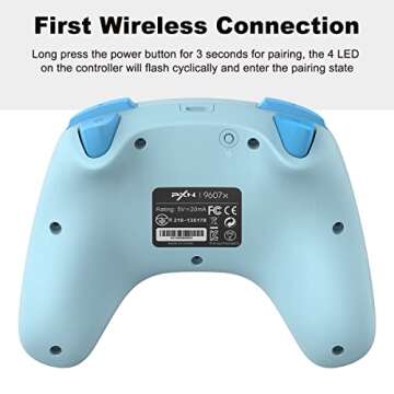 PXN 9607 Wireless Switch Controller for Switch/Switch Lite/OLED, Support iOS Switch Pro Controller with Turbo, Wake-up, NFC, Motion, Vibration Wireless Switch Controller - Cyan